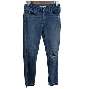 Levi's Womens Medium Wash Distressed Raw Undone Hem 711 Skinny Jeans Size 28